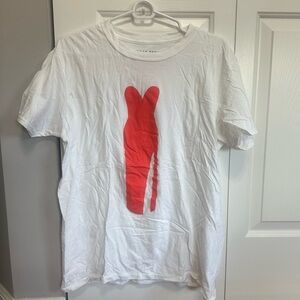 White Short Sleeve Tee with Red Graphic